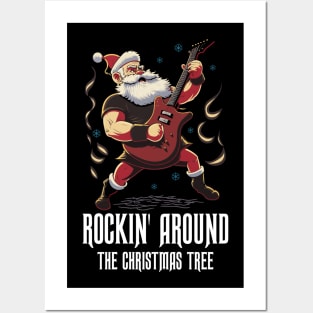 Christmas Guitar Gift Santa Claus Guitarist Funny Guitar Posters and Art